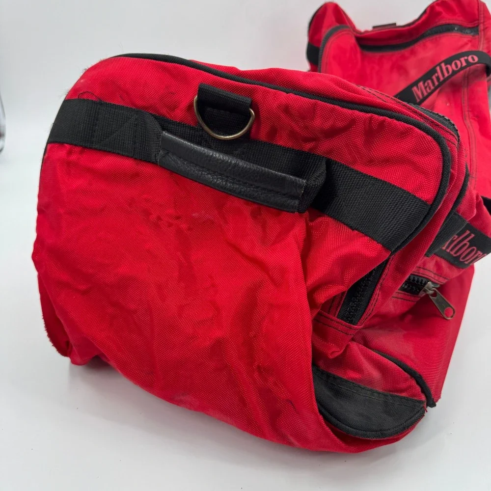 Vintage Marlboro‎ Adventure Team Red Rolling Duffel Bag Large Travel 30 Inch